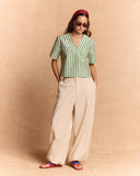 LINEN BARREL-LEG TROUSER