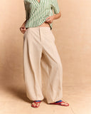 LINEN BARREL-LEG TROUSER