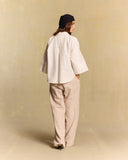 STRIPED LINEN STRAIGHT-LEG TROUSER