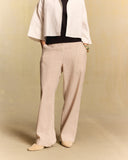STRIPED LINEN STRAIGHT-LEG TROUSER